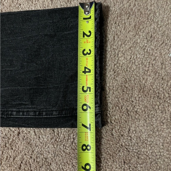 Abercrombie washed black straight high rise ankle jeans, distressed knees - Picture 5 of 6